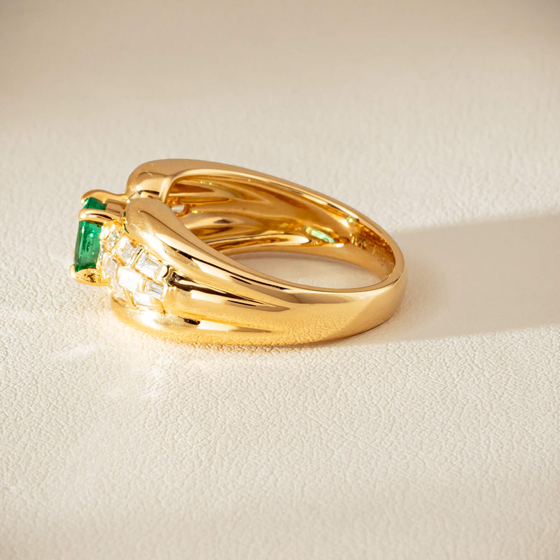 Deja Vu 18ct Yellow Gold .51ct Emerald & Diamond Ring - Ring - Walker & Hall