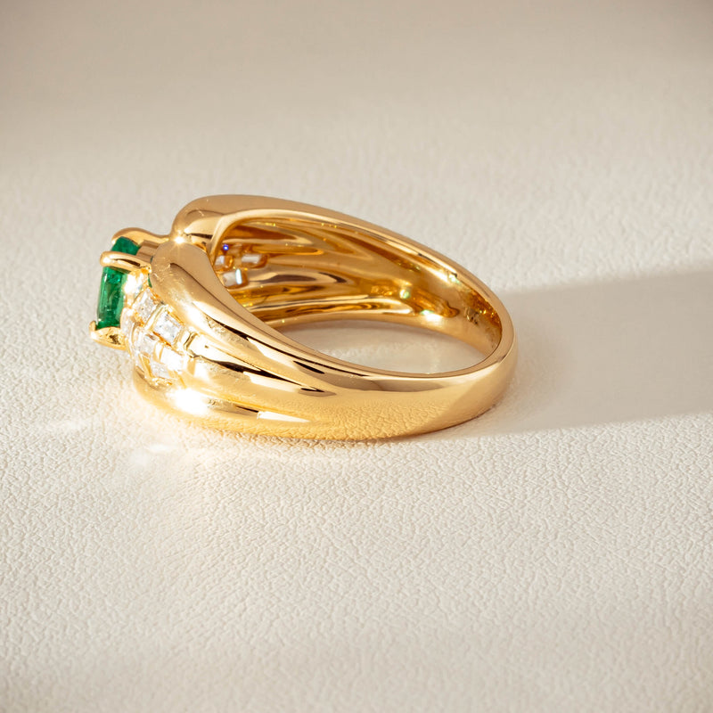 Deja Vu 18ct Yellow Gold .51ct Emerald & Diamond Ring - Ring - Walker & Hall