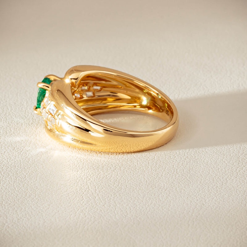 Deja Vu 18ct Yellow Gold .51ct Emerald & Diamond Ring - Ring - Walker & Hall