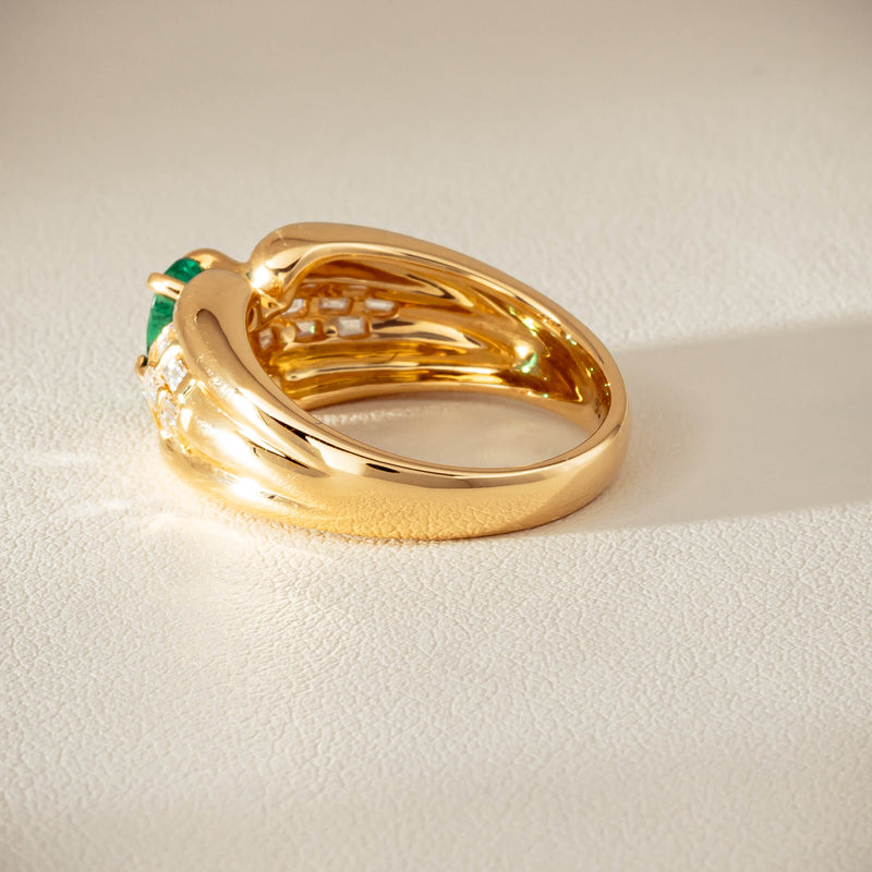Deja Vu 18ct Yellow Gold .51ct Emerald & Diamond Ring - Ring - Walker & Hall