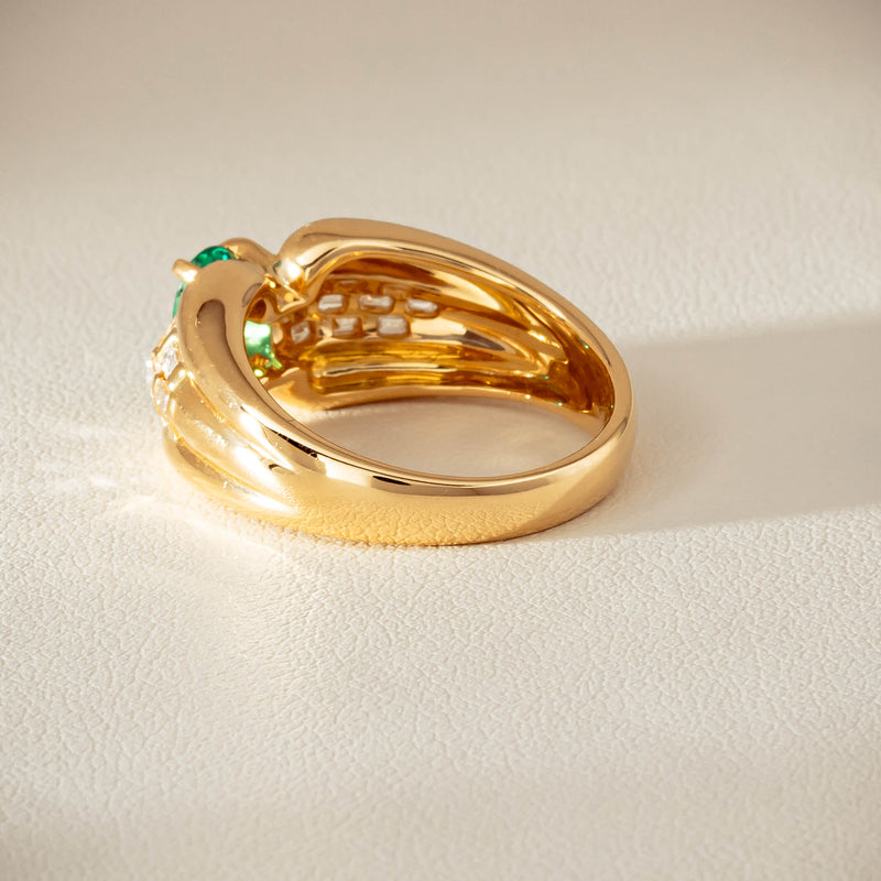 Deja Vu 18ct Yellow Gold .51ct Emerald & Diamond Ring - Ring - Walker & Hall
