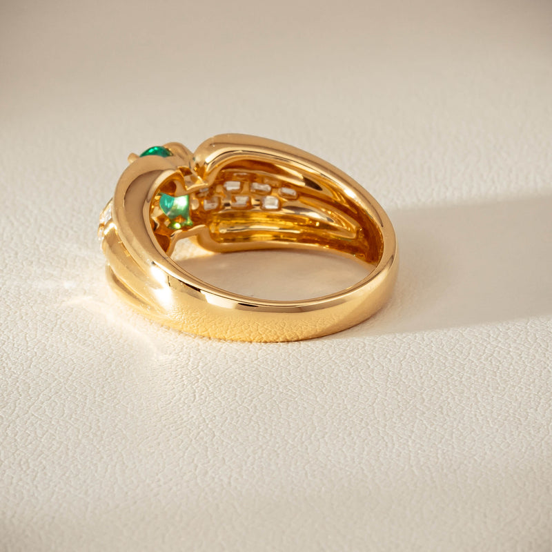 Deja Vu 18ct Yellow Gold .51ct Emerald & Diamond Ring - Ring - Walker & Hall