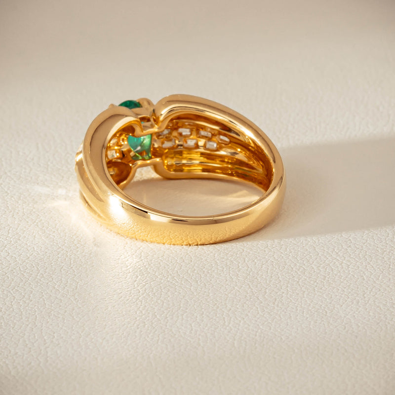 Deja Vu 18ct Yellow Gold .51ct Emerald & Diamond Ring - Ring - Walker & Hall