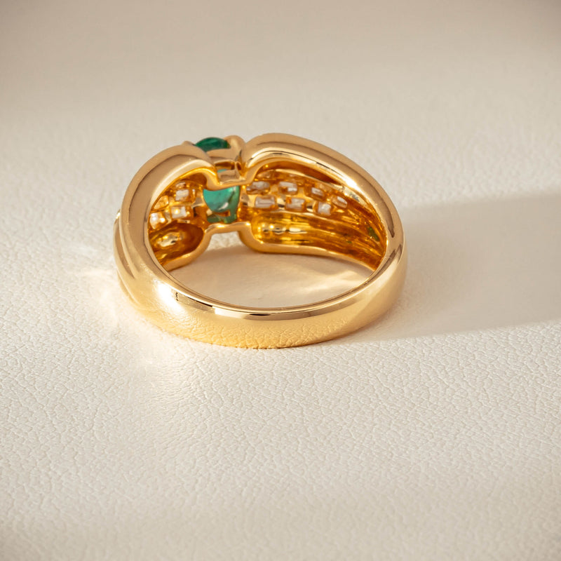 Deja Vu 18ct Yellow Gold .51ct Emerald & Diamond Ring - Ring - Walker & Hall