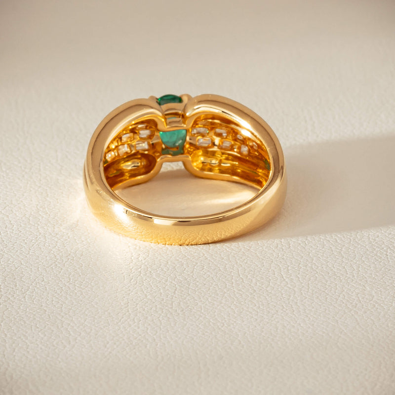 Deja Vu 18ct Yellow Gold .51ct Emerald & Diamond Ring - Ring - Walker & Hall