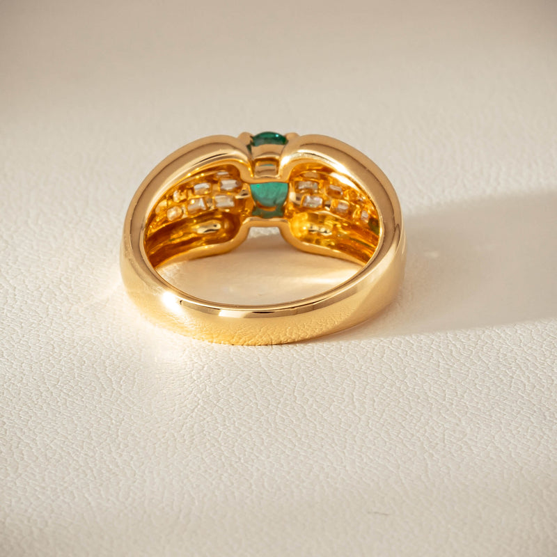Deja Vu 18ct Yellow Gold .51ct Emerald & Diamond Ring - Ring - Walker & Hall