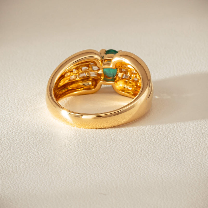 Deja Vu 18ct Yellow Gold .51ct Emerald & Diamond Ring - Ring - Walker & Hall