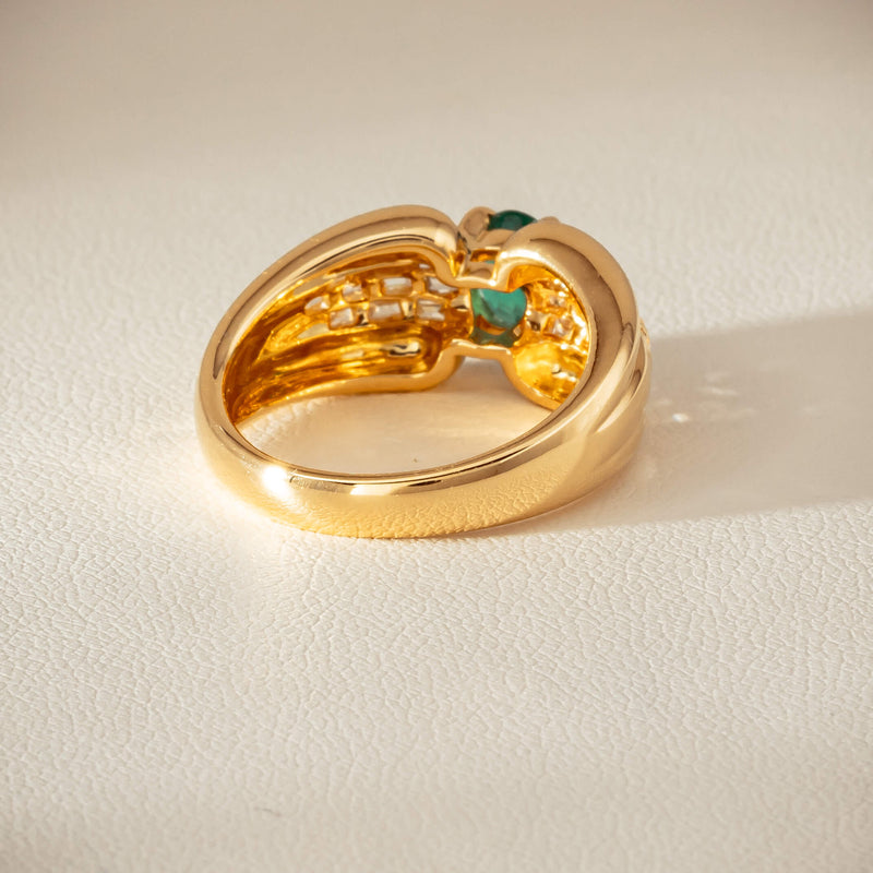 Deja Vu 18ct Yellow Gold .51ct Emerald & Diamond Ring - Ring - Walker & Hall