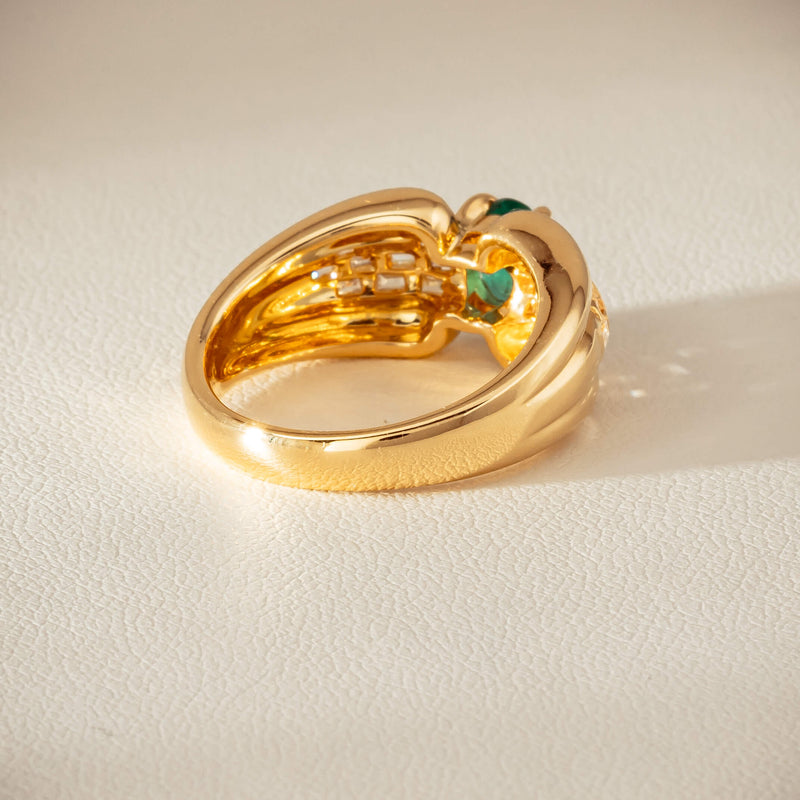 Deja Vu 18ct Yellow Gold .51ct Emerald & Diamond Ring - Ring - Walker & Hall
