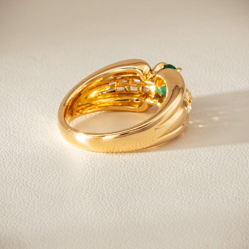 Deja Vu 18ct Yellow Gold .51ct Emerald & Diamond Ring - Ring - Walker & Hall