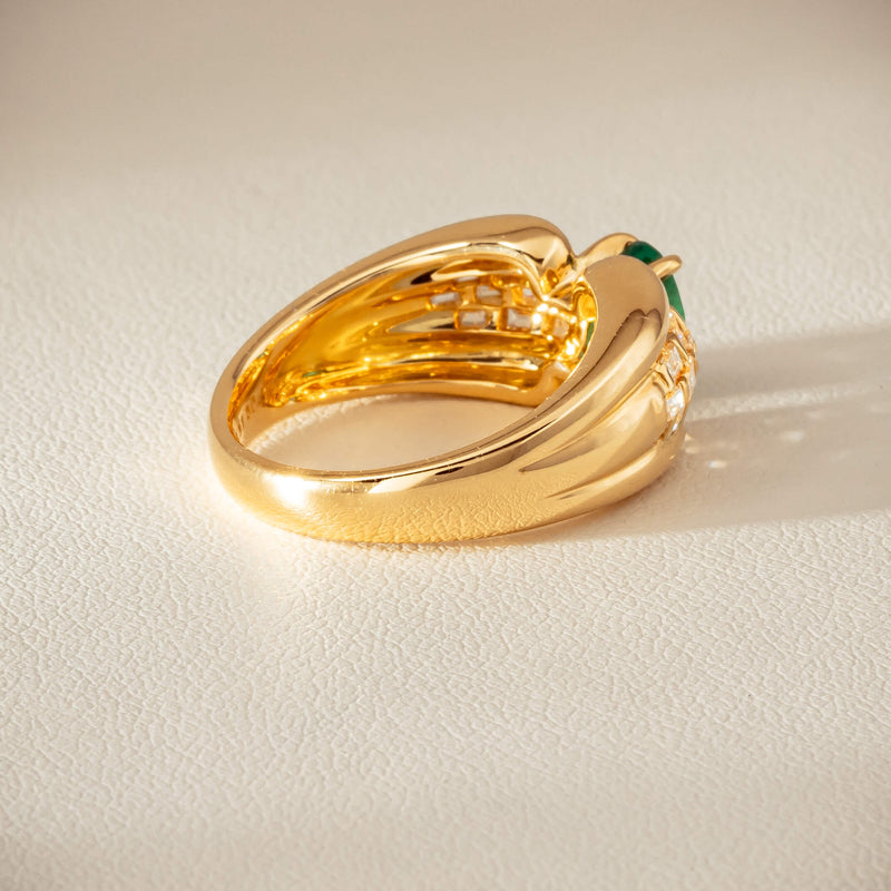 Deja Vu 18ct Yellow Gold .51ct Emerald & Diamond Ring - Ring - Walker & Hall