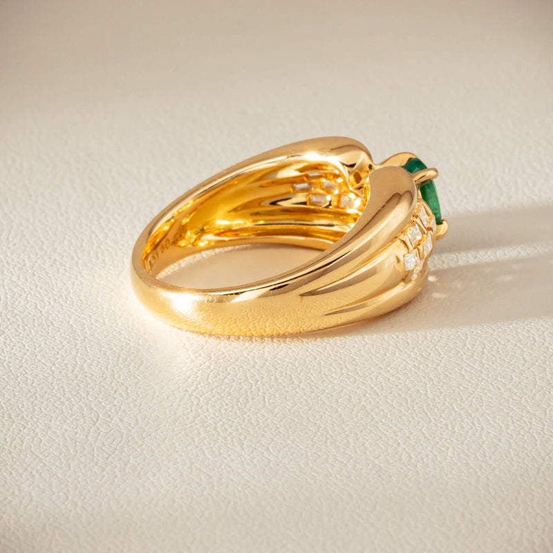 Deja Vu 18ct Yellow Gold .51ct Emerald & Diamond Ring - Ring - Walker & Hall