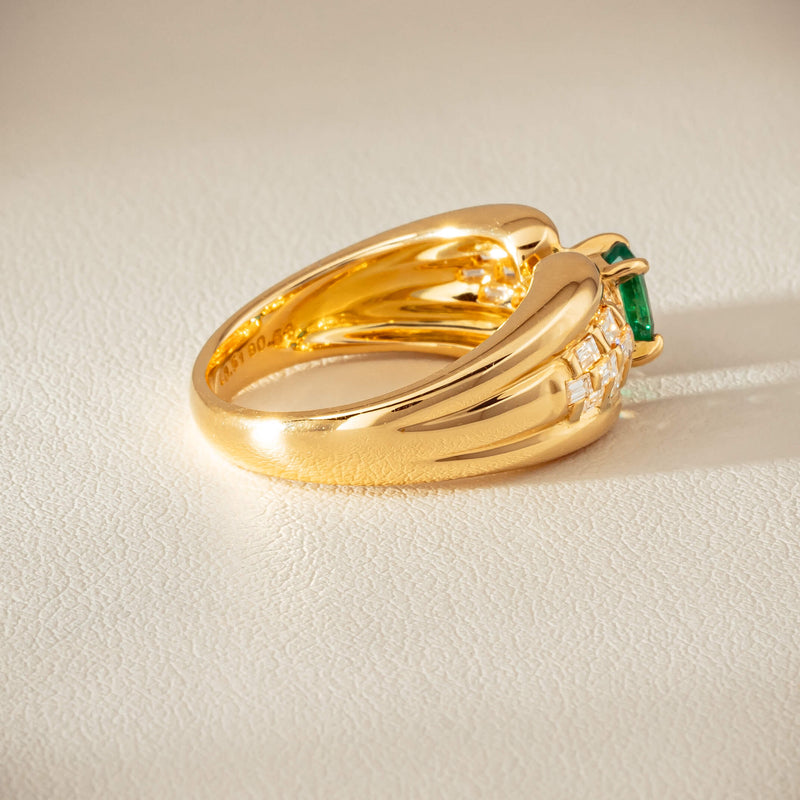 Deja Vu 18ct Yellow Gold .51ct Emerald & Diamond Ring - Ring - Walker & Hall