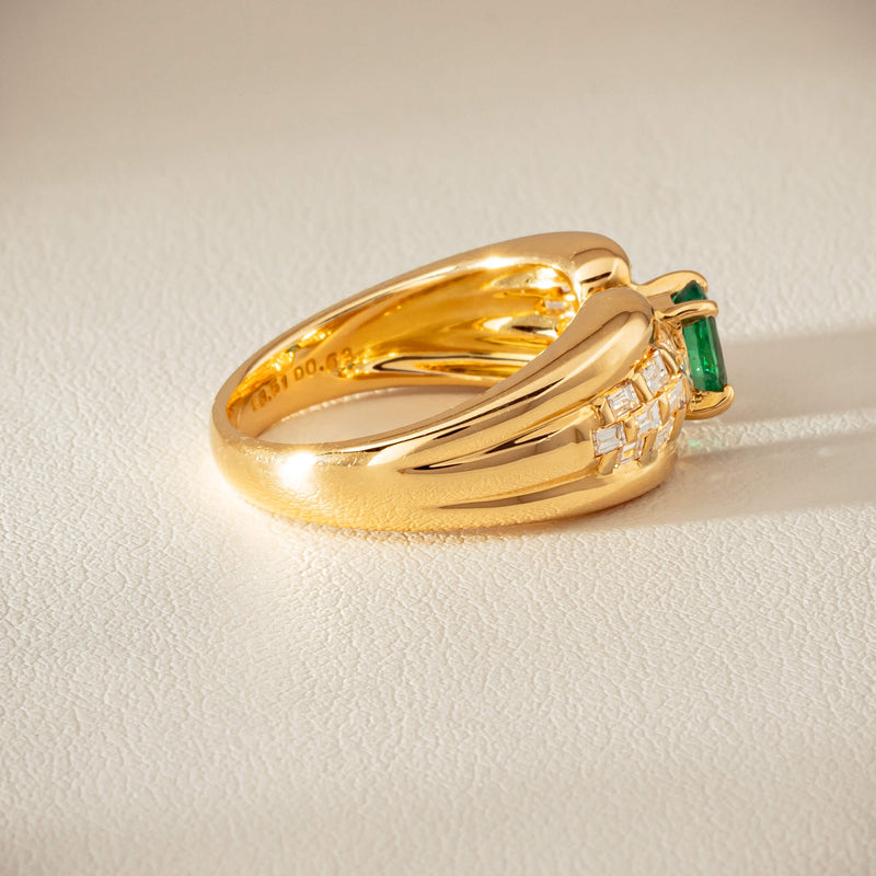 Deja Vu 18ct Yellow Gold .51ct Emerald & Diamond Ring - Ring - Walker & Hall