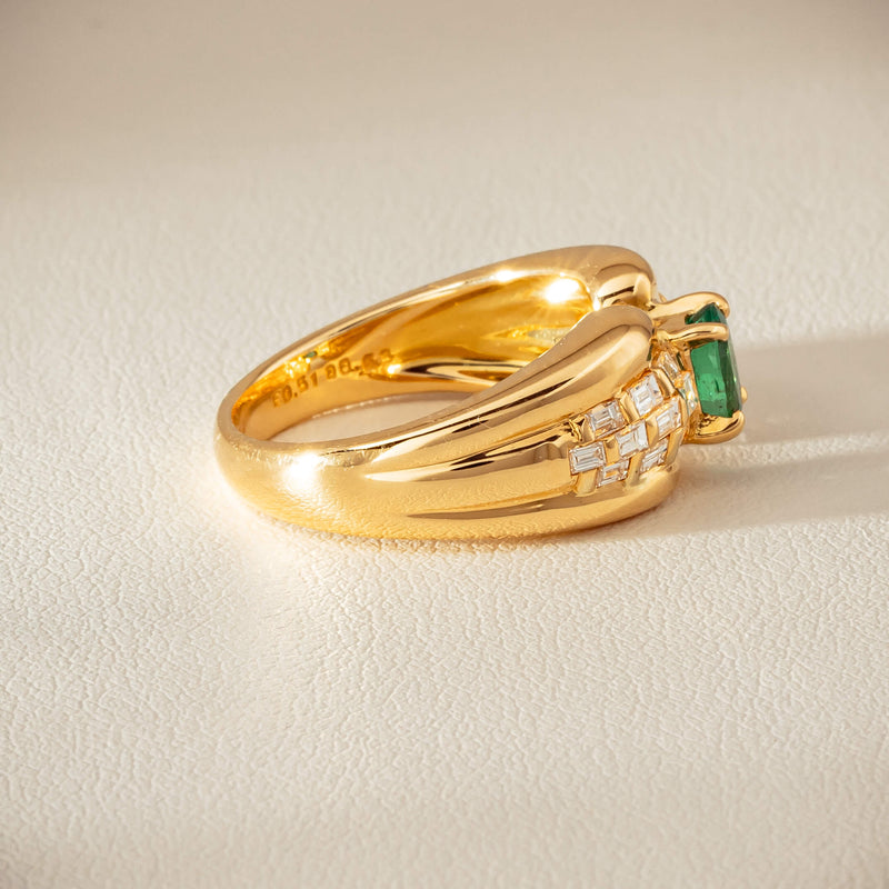 Deja Vu 18ct Yellow Gold .51ct Emerald & Diamond Ring - Ring - Walker & Hall