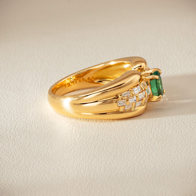 Deja Vu 18ct Yellow Gold .51ct Emerald & Diamond Ring - Ring - Walker & Hall