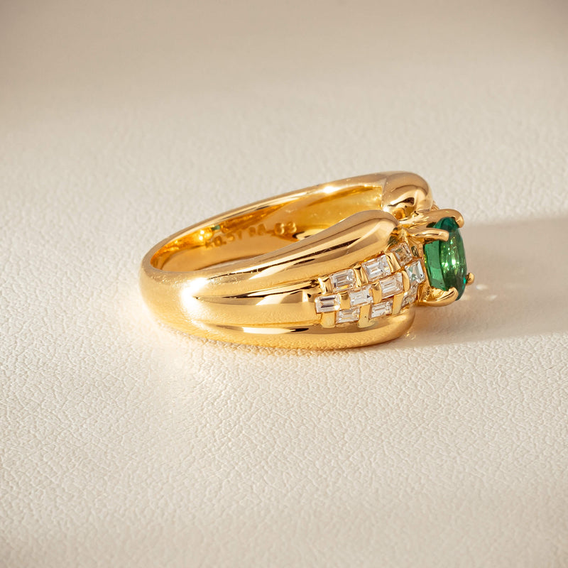 Deja Vu 18ct Yellow Gold .51ct Emerald & Diamond Ring - Ring - Walker & Hall