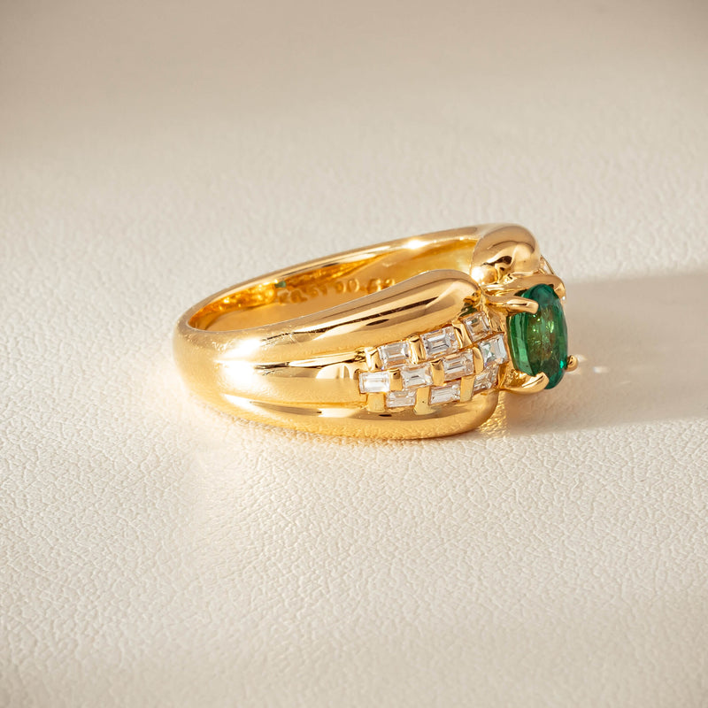 Deja Vu 18ct Yellow Gold .51ct Emerald & Diamond Ring - Ring - Walker & Hall