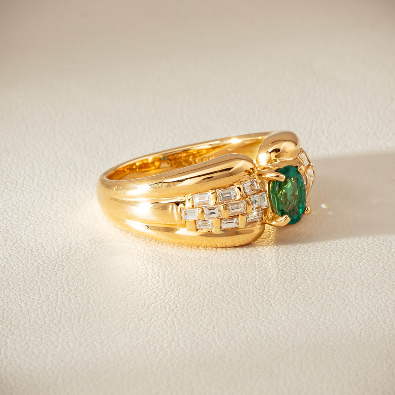 Deja Vu 18ct Yellow Gold .51ct Emerald & Diamond Ring - Ring - Walker & Hall