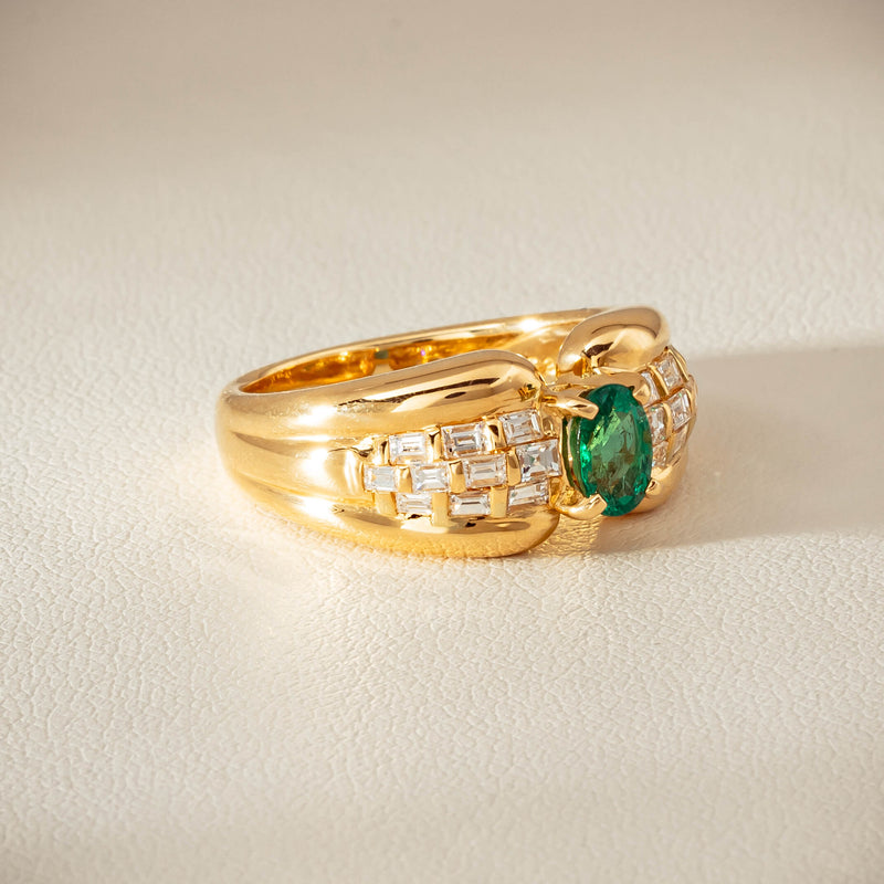 Deja Vu 18ct Yellow Gold .51ct Emerald & Diamond Ring - Ring - Walker & Hall
