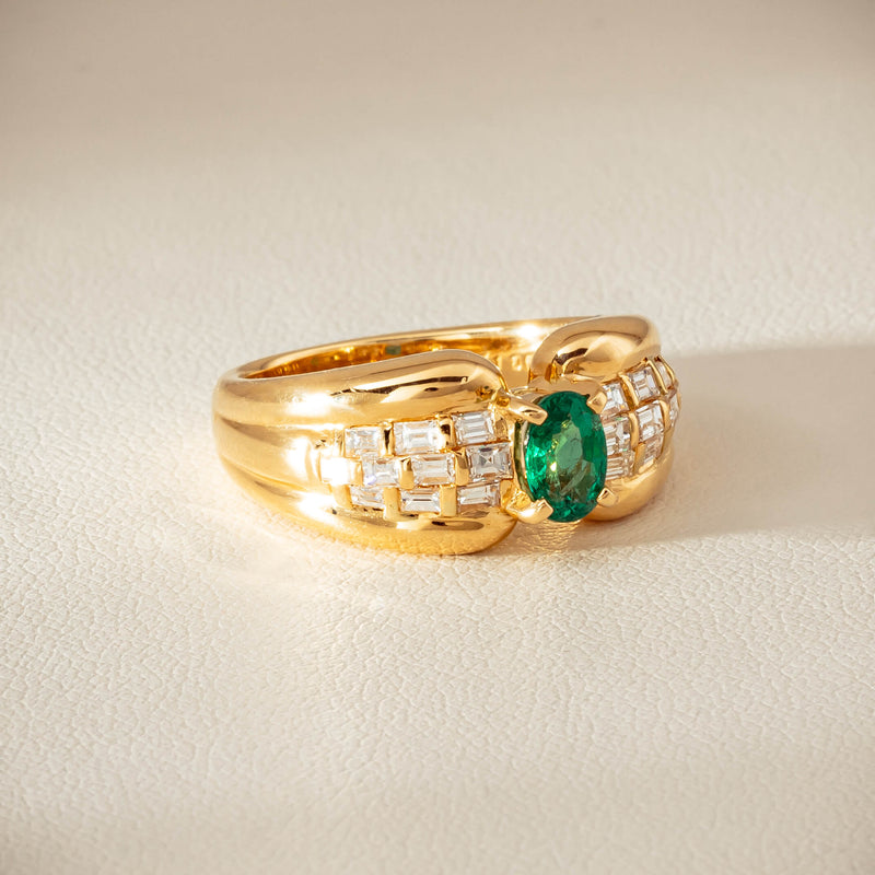 Deja Vu 18ct Yellow Gold .51ct Emerald & Diamond Ring - Ring - Walker & Hall