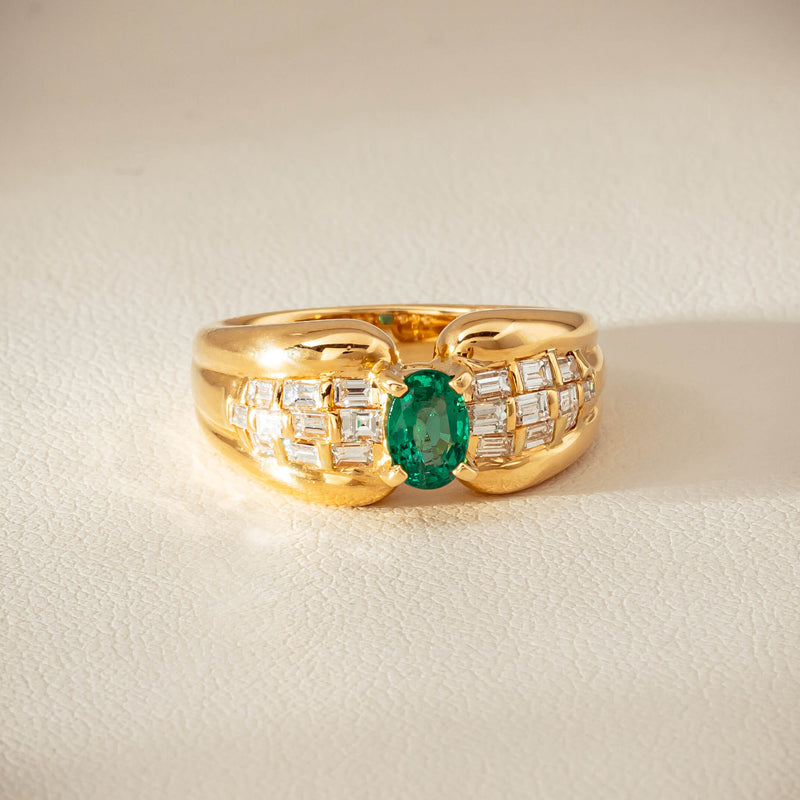 Deja Vu 18ct Yellow Gold .51ct Emerald & Diamond Ring - Ring - Walker & Hall