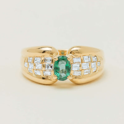 Deja Vu 18ct Yellow Gold .51ct Emerald & Diamond Ring - Ring - Walker & Hall