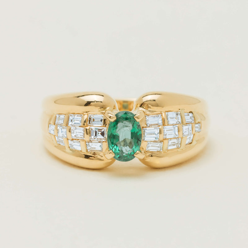 Deja Vu 18ct Yellow Gold .51ct Emerald & Diamond Ring - Ring - Walker & Hall