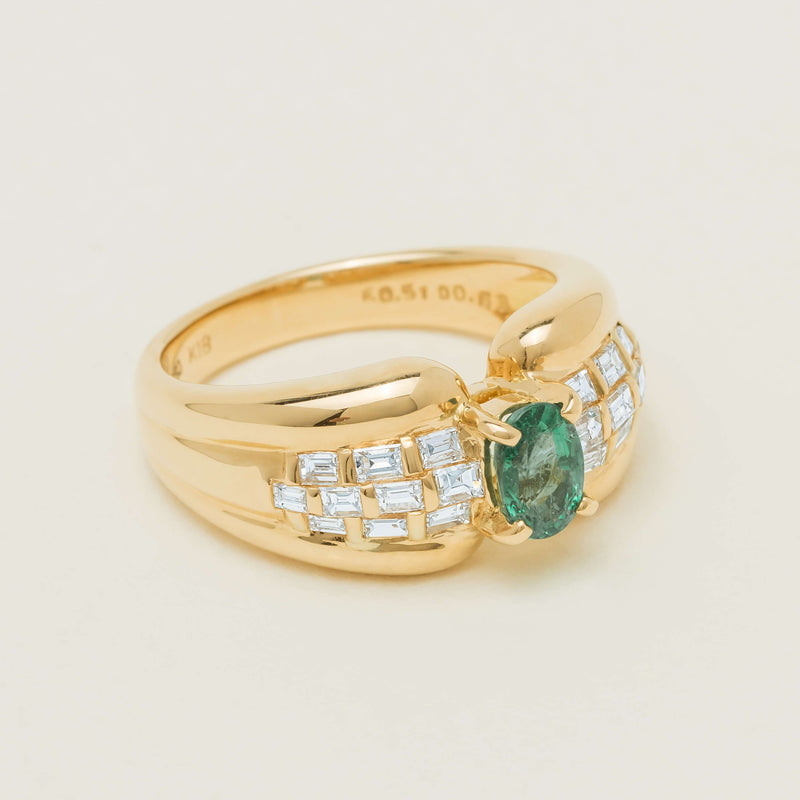 Deja Vu 18ct Yellow Gold .51ct Emerald & Diamond Ring - Ring - Walker & Hall