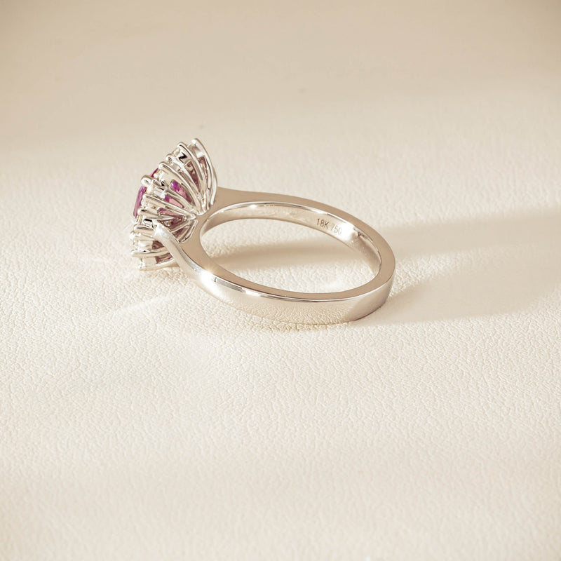 18ct White Gold 2.03ct Pink Sapphire & Diamond Belle Ring - Ring - Walker & Hall