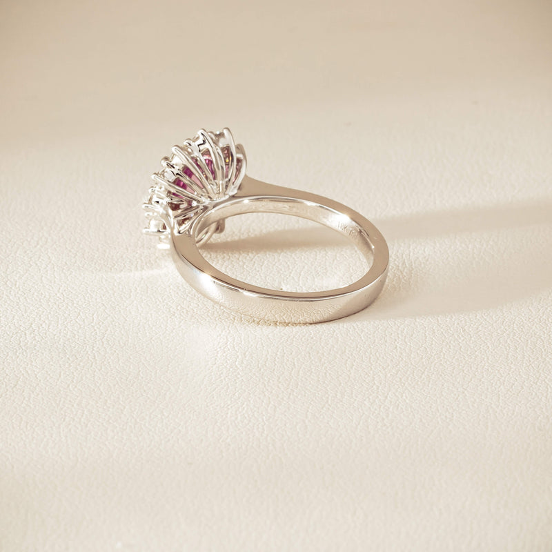 18ct White Gold 2.03ct Pink Sapphire & Diamond Belle Ring - Ring - Walker & Hall