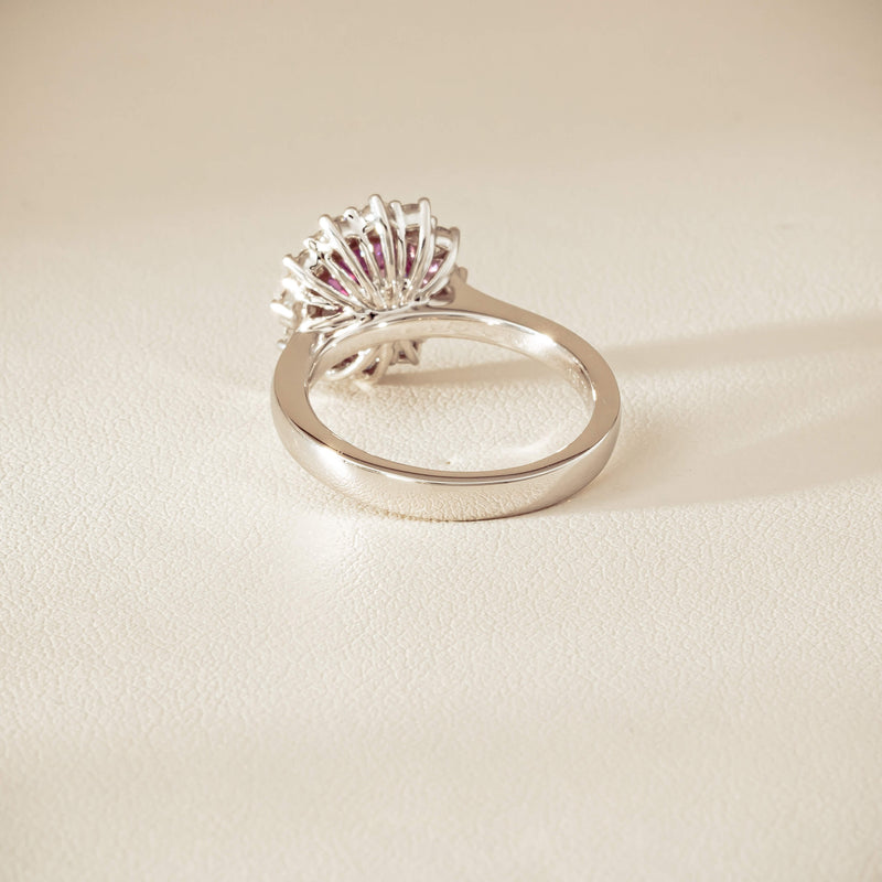 18ct White Gold 2.03ct Pink Sapphire & Diamond Belle Ring - Ring - Walker & Hall
