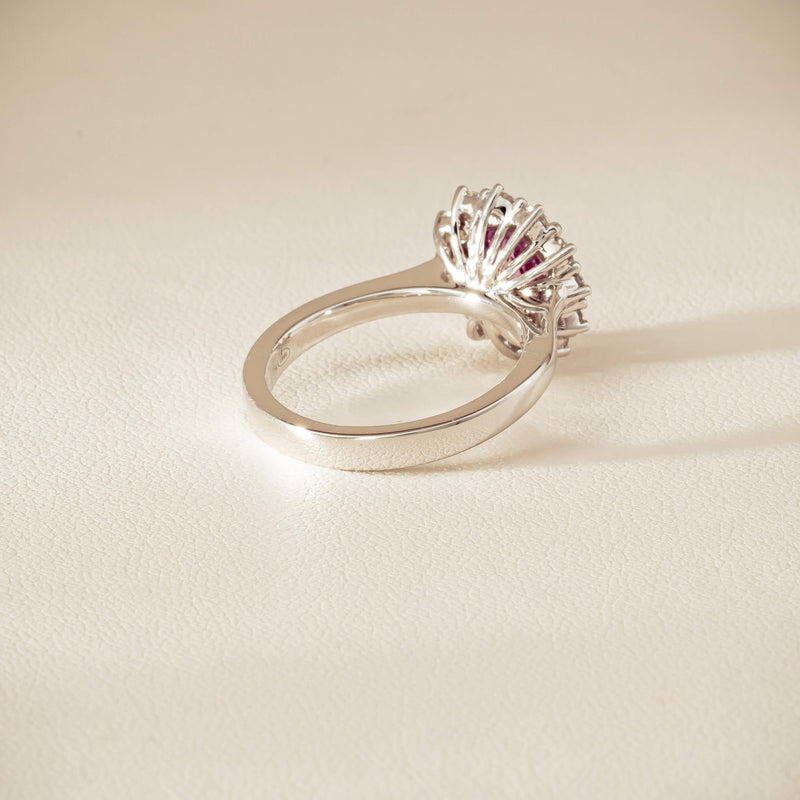 18ct White Gold 2.03ct Pink Sapphire & Diamond Belle Ring - Ring - Walker & Hall
