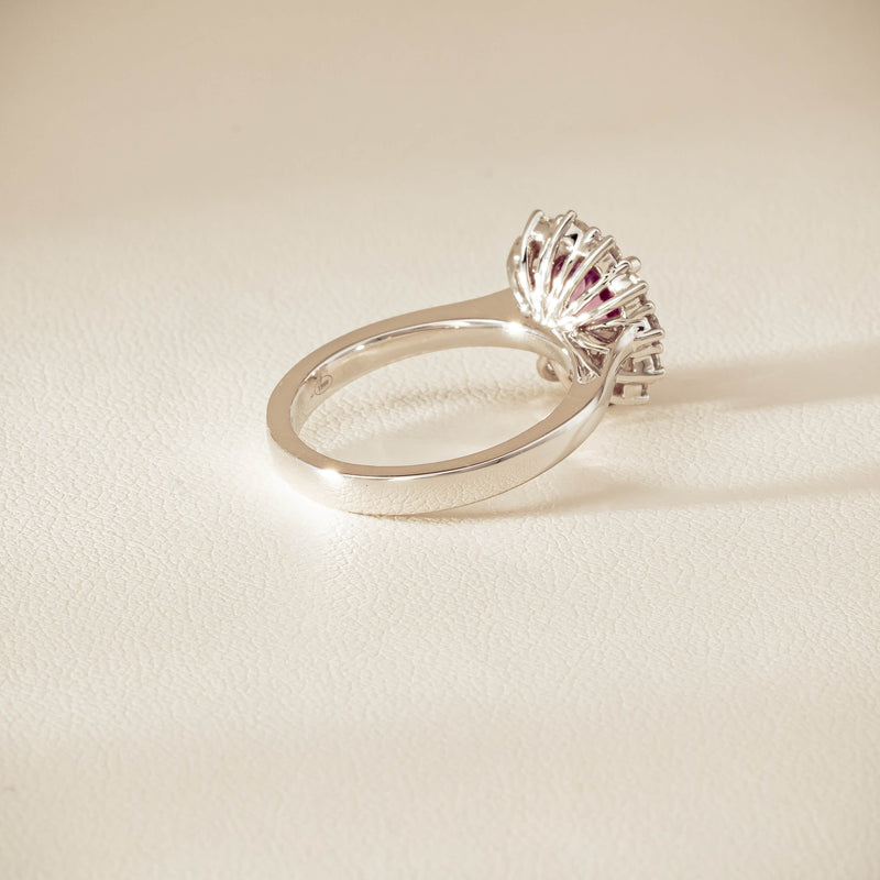 18ct White Gold 2.03ct Pink Sapphire & Diamond Belle Ring - Ring - Walker & Hall