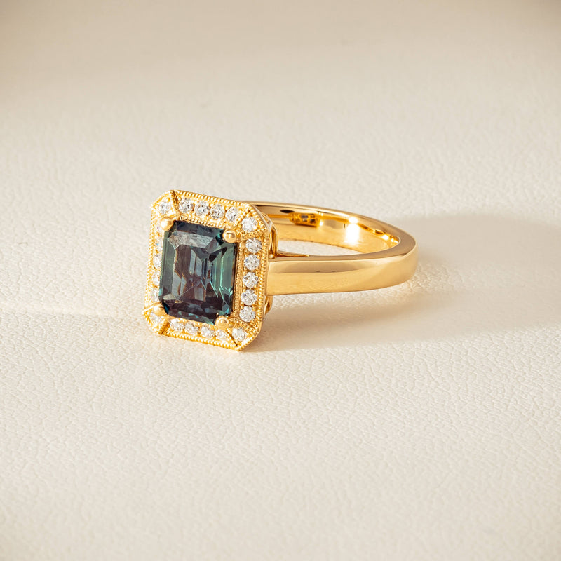 18ct Yellow Gold 1.80ct Teal Sapphire & Diamond Empire Ring - Ring - Walker & Hall