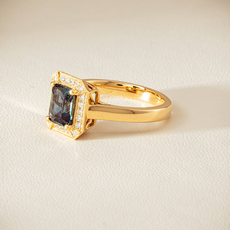 18ct Yellow Gold 1.80ct Teal Sapphire & Diamond Empire Ring - Ring - Walker & Hall