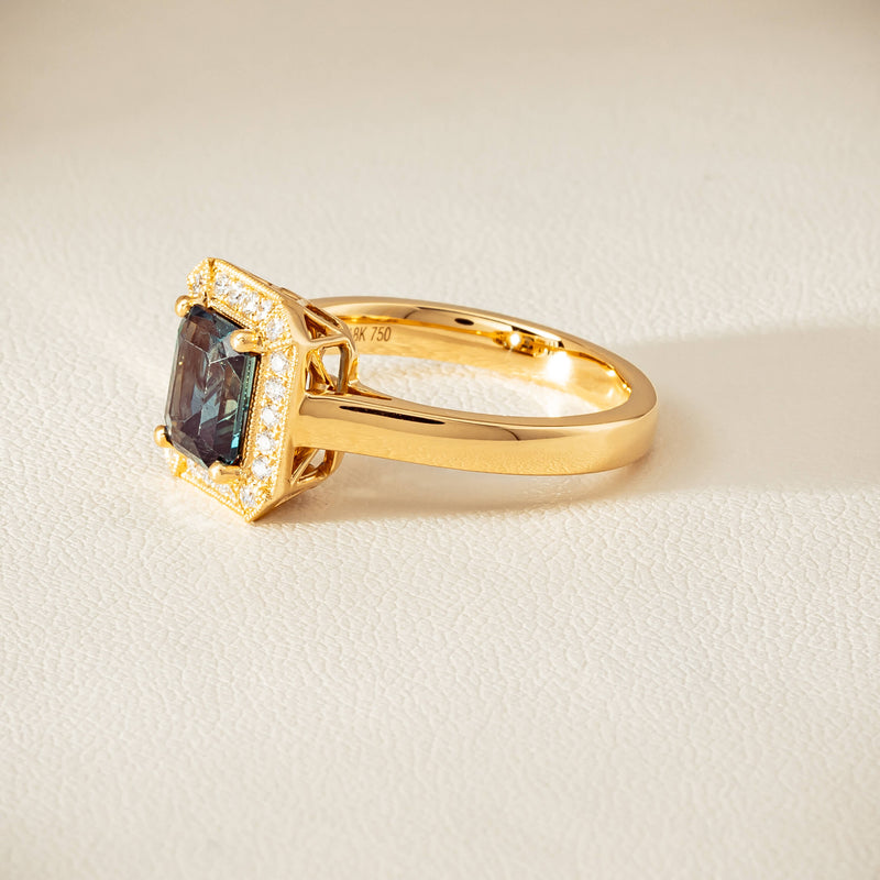 18ct Yellow Gold 1.80ct Teal Sapphire & Diamond Empire Ring - Ring - Walker & Hall