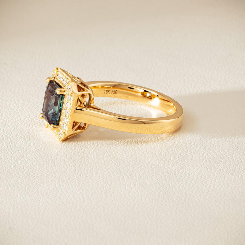 18ct Yellow Gold 1.80ct Teal Sapphire & Diamond Empire Ring - Ring - Walker & Hall
