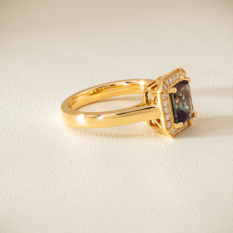 18ct Yellow Gold 1.80ct Teal Sapphire & Diamond Empire Ring - Ring - Walker & Hall