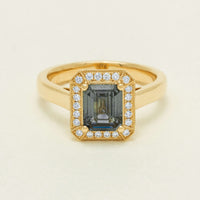 18ct Yellow Gold 1.80ct Teal Sapphire & Diamond Empire Ring - Ring - Walker & Hall