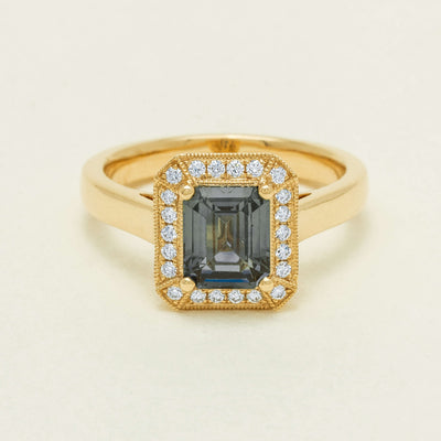 18ct Yellow Gold 1.80ct Teal Sapphire & Diamond Empire Ring - Ring - Walker & Hall