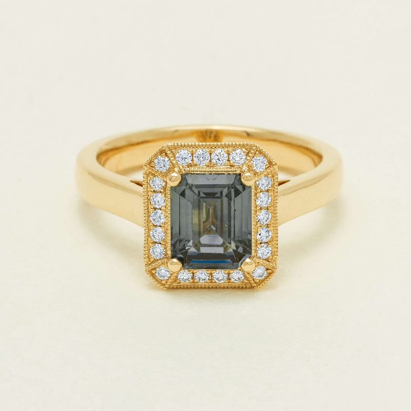 18ct Yellow Gold 1.80ct Teal Sapphire & Diamond Empire Ring - Ring - Walker & Hall