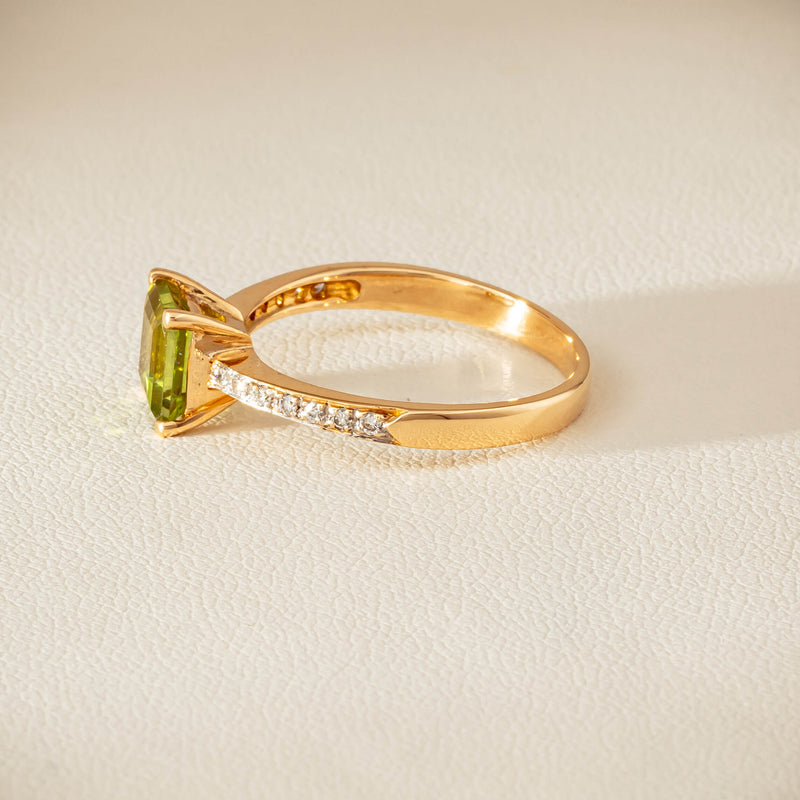 Deja Vu 14ct Yellow Gold Peridot & Diamond Ring - Ring - Walker & Hall