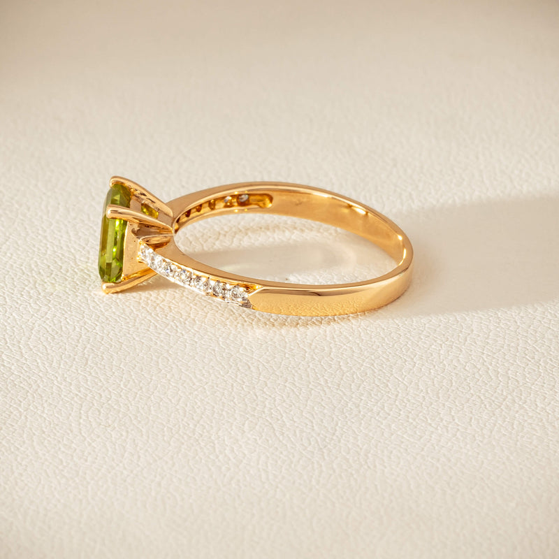 Deja Vu 14ct Yellow Gold Peridot & Diamond Ring - Ring - Walker & Hall