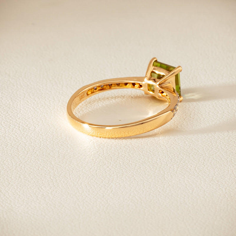 Deja Vu 14ct Yellow Gold Peridot & Diamond Ring - Ring - Walker & Hall