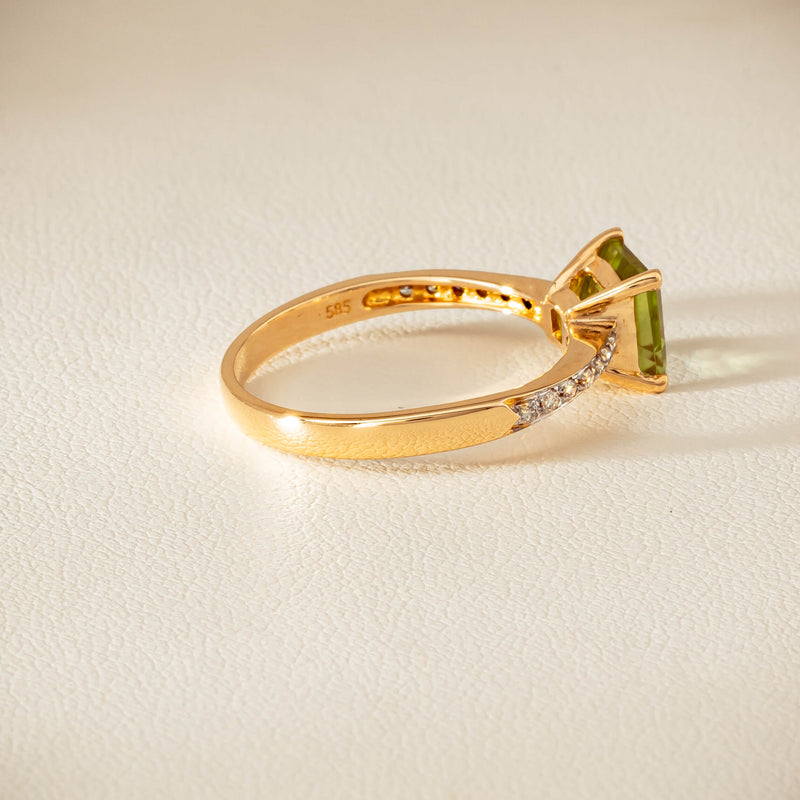 Deja Vu 14ct Yellow Gold Peridot & Diamond Ring - Ring - Walker & Hall