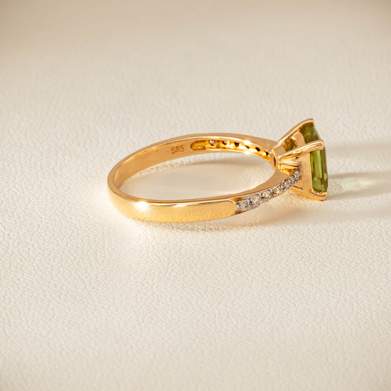 Deja Vu 14ct Yellow Gold Peridot & Diamond Ring - Ring - Walker & Hall