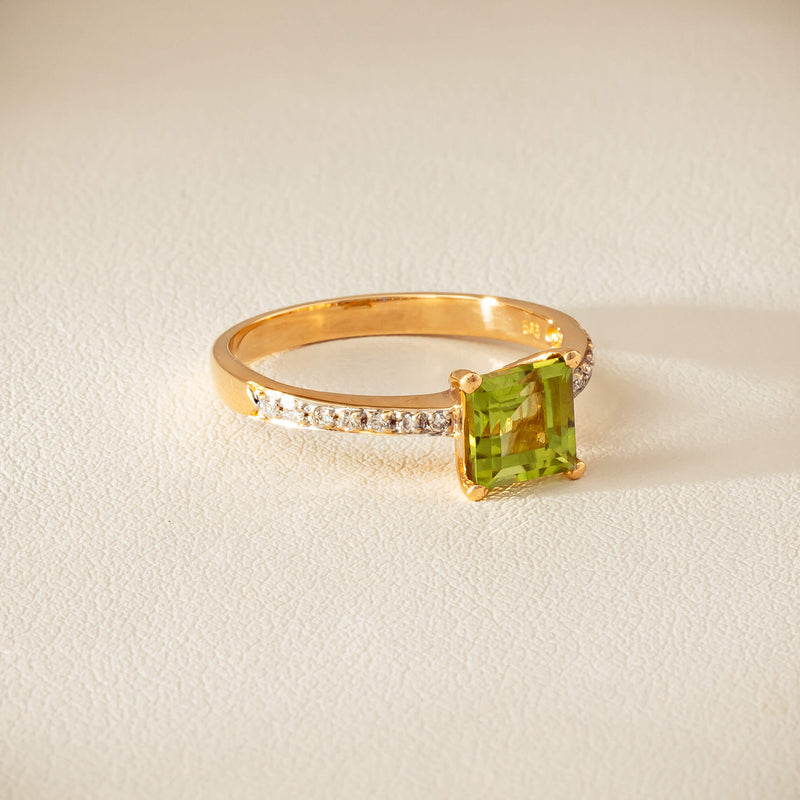 Deja Vu 14ct Yellow Gold Peridot & Diamond Ring - Ring - Walker & Hall
