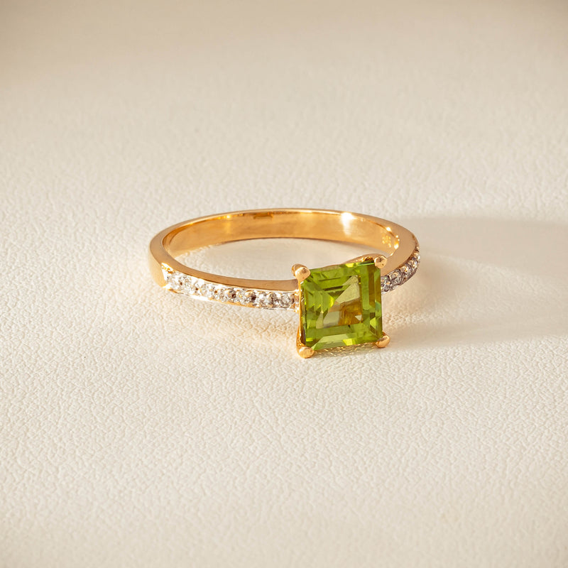 Deja Vu 14ct Yellow Gold Peridot & Diamond Ring - Ring - Walker & Hall