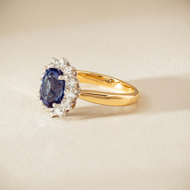 18ct Yellow Gold 2.53ct Sapphire & Diamond Belle Ring - Ring - Walker & Hall